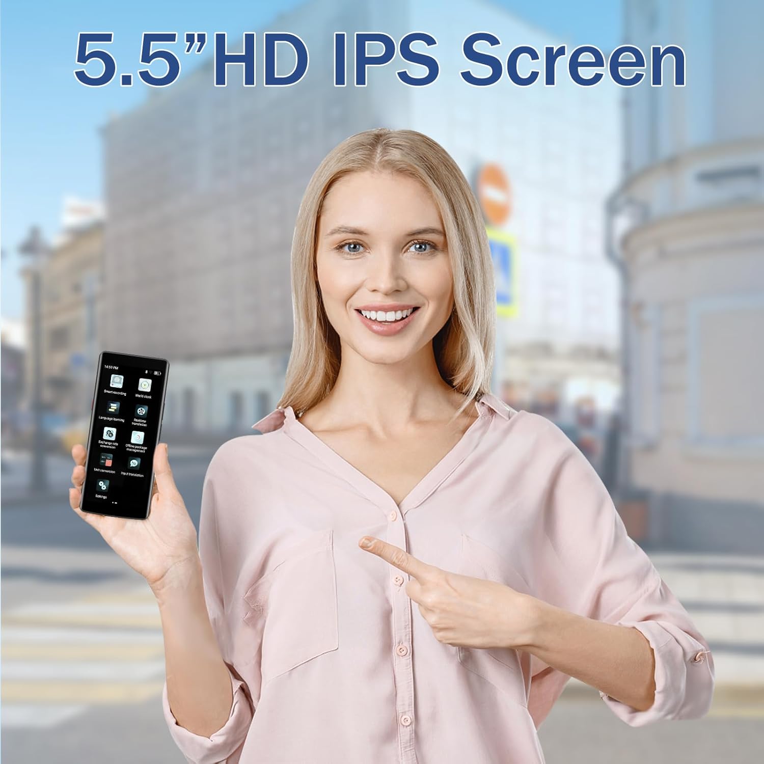 Language Translator Device, Two Way Real-Time Voice Translation, Support 139 Languages with 5.5” HD Inch Touch Screen, and Accents with WiFi/Offline/Photo Support for Travel, Learning and Business