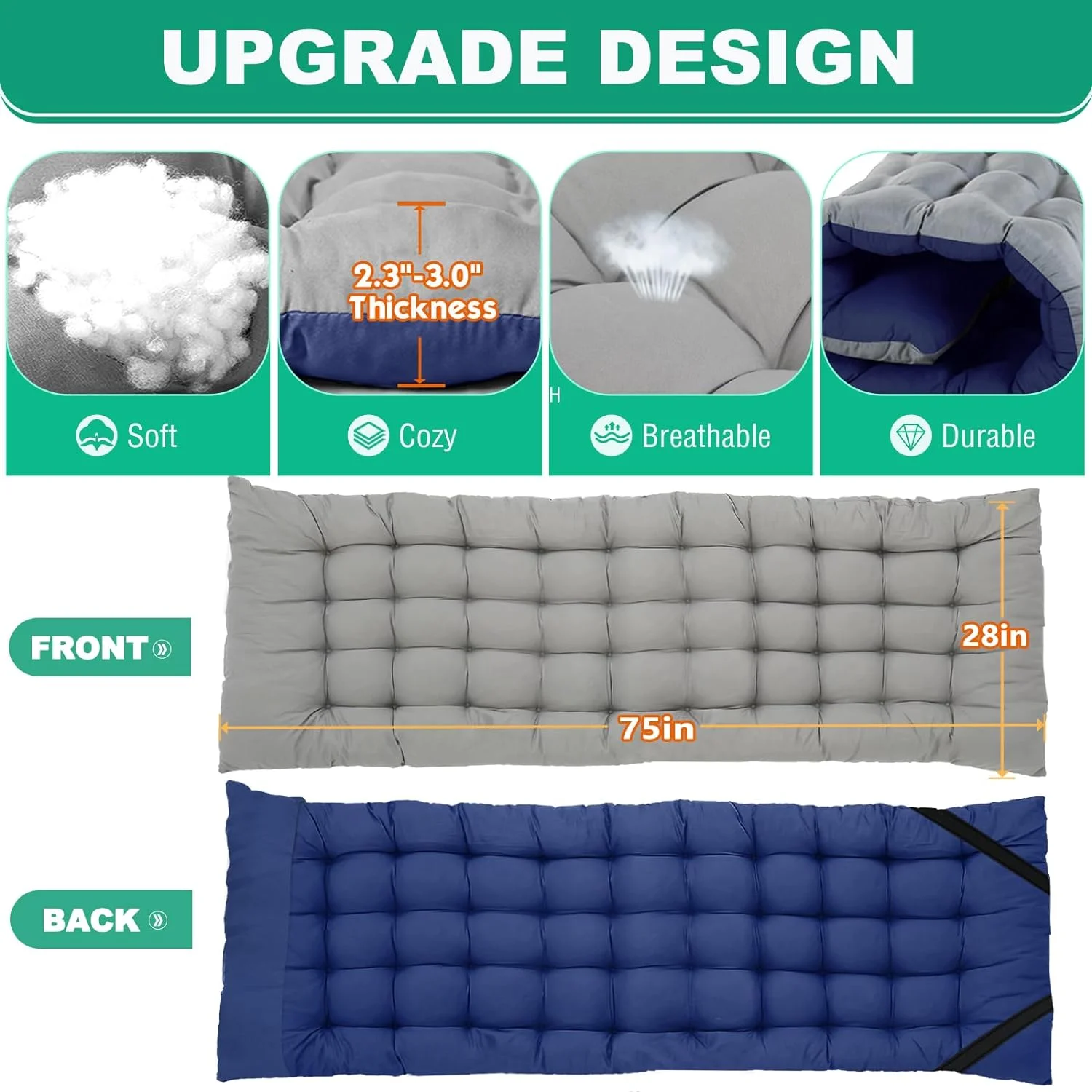 ABORON Oversized XL Folding Sleeping Cots for Adults, 900lb Loading Double-Layer 1200D, Heavy Duty Guest Bed W/Mattress & Carrying Bag