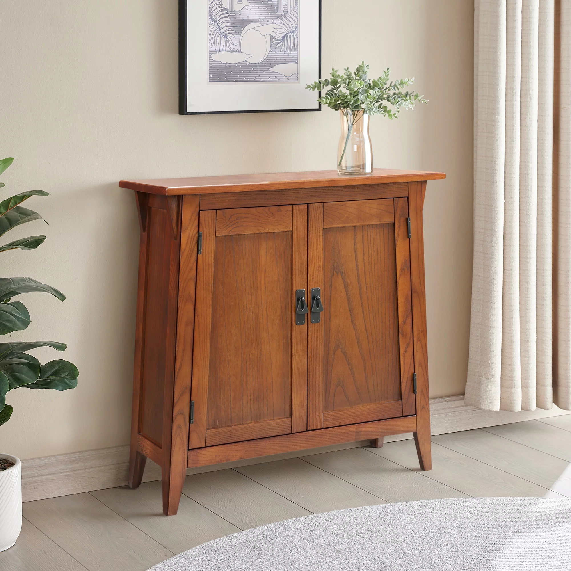 Leick Home 10001-RS Mission Foyer Cabinet Hall Stand, Made with Solid Wood, for Living Rooms, Entryway, Office, Rich Russet Finish