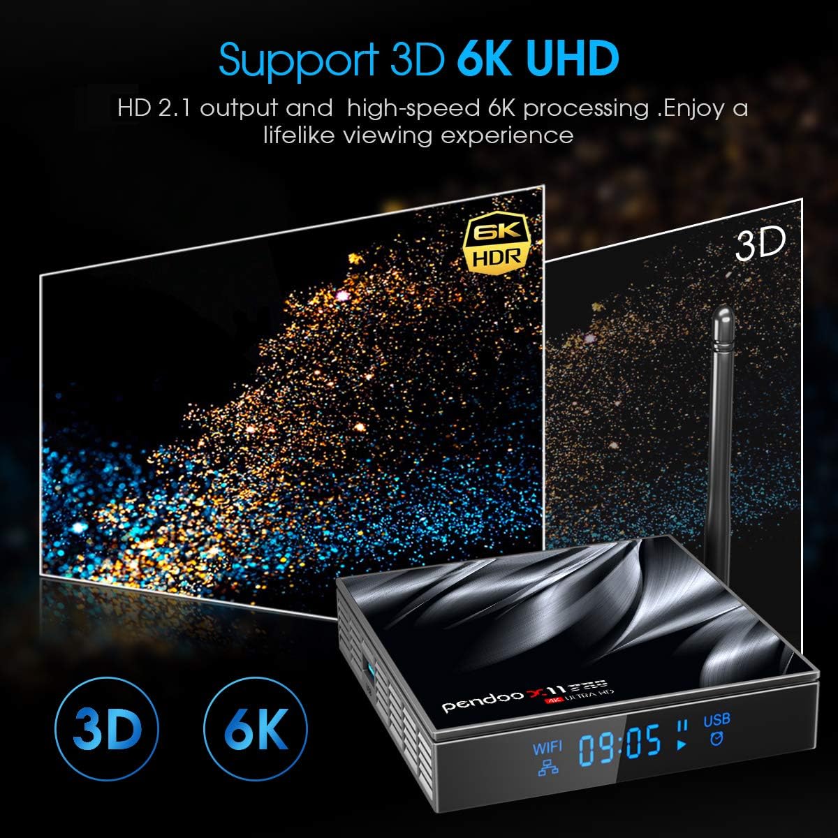 Android TV Box 10.0, 2021 Upgraded X11 PRO Android TV Box 4GB DDR3 64GB eMMC, Allwinner H616 Quad-Core 64bit with 2.4G/5.8G Dual WiFi BT4.2 with Mini Wireless Keyboard Pack of 2