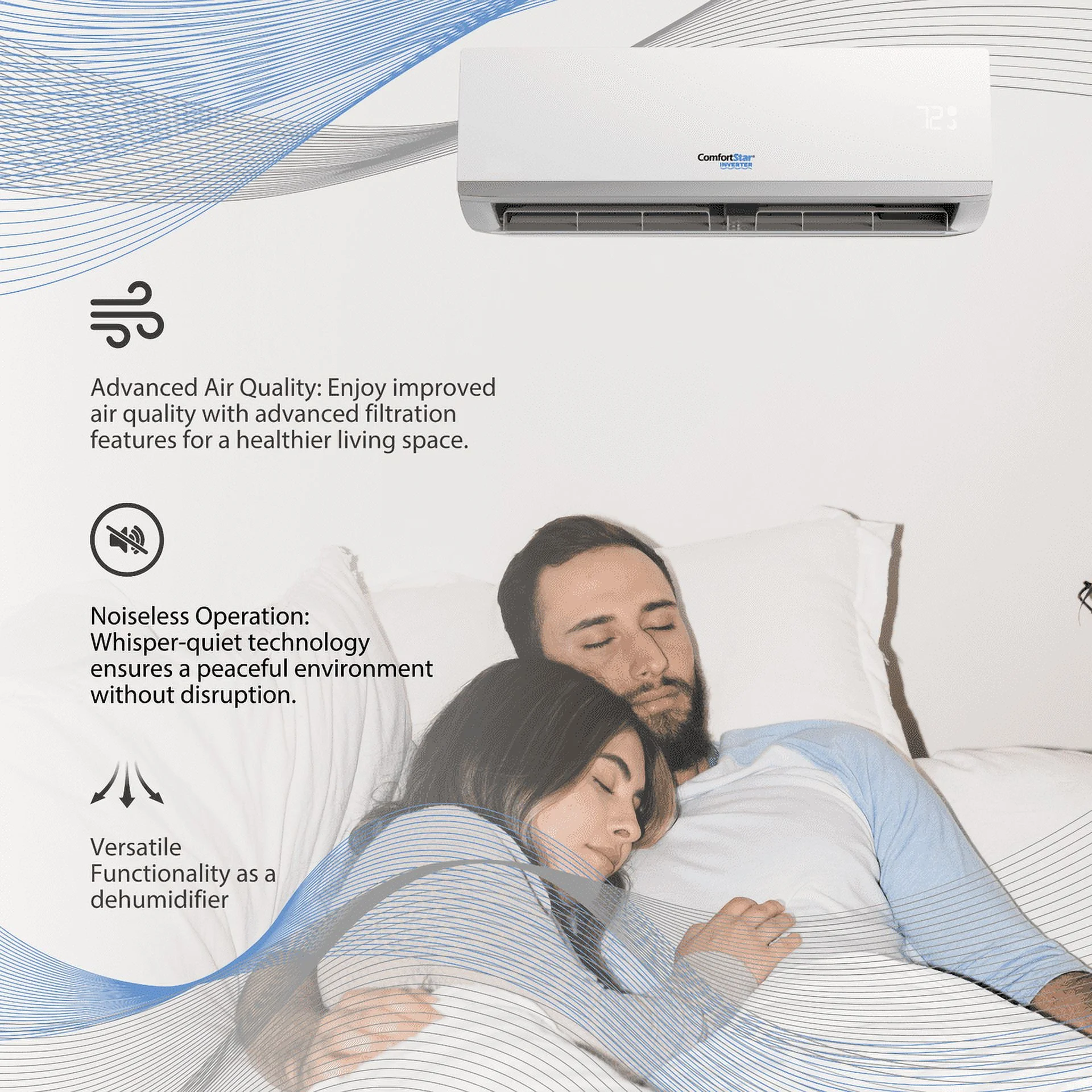 12,000 BTU 21 SEER2 Ductless Mini-Split Inverter+ Air Conditioner Only Cold System Full Set 110V.