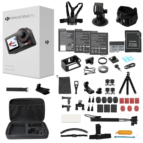 DJI Osmo Action 5 Pro Adventure Combo, with 64GB microSDXC Card - Waterproof Action Camera with 1/1.3" Sensor, 4K/120fps Video, Action Camera 4K Ideal for Sports, Vlog