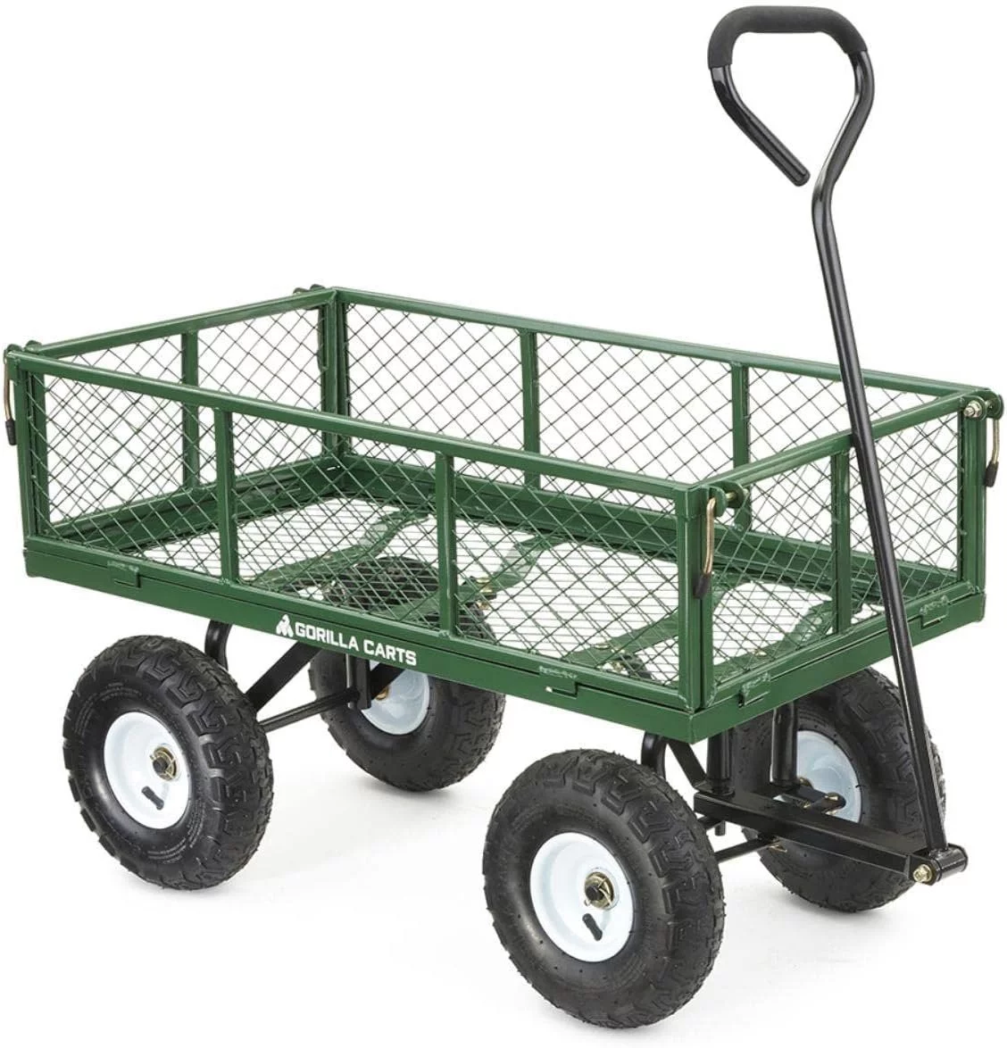 Gorilla Carts GOR400-COM Steel Garden Cart with Removable Sides, 400-lbs. Capacity, Green - Curated Treasures Market