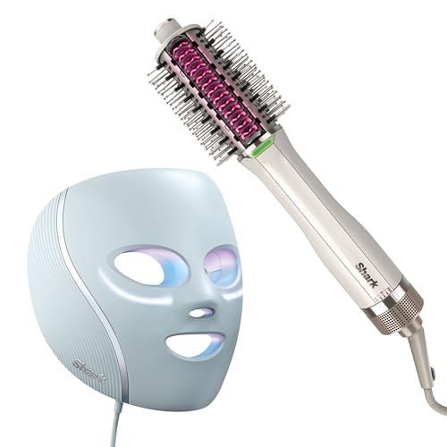 Shark CryoGlow LED Face Mask with Under-Eye Cooling, Anti-Ageing & Blemish Repair, Red & Blue LED, Infrared Light Therapy, USB-C, Remote Control, Storage Bag, Blue Frost, FW312
