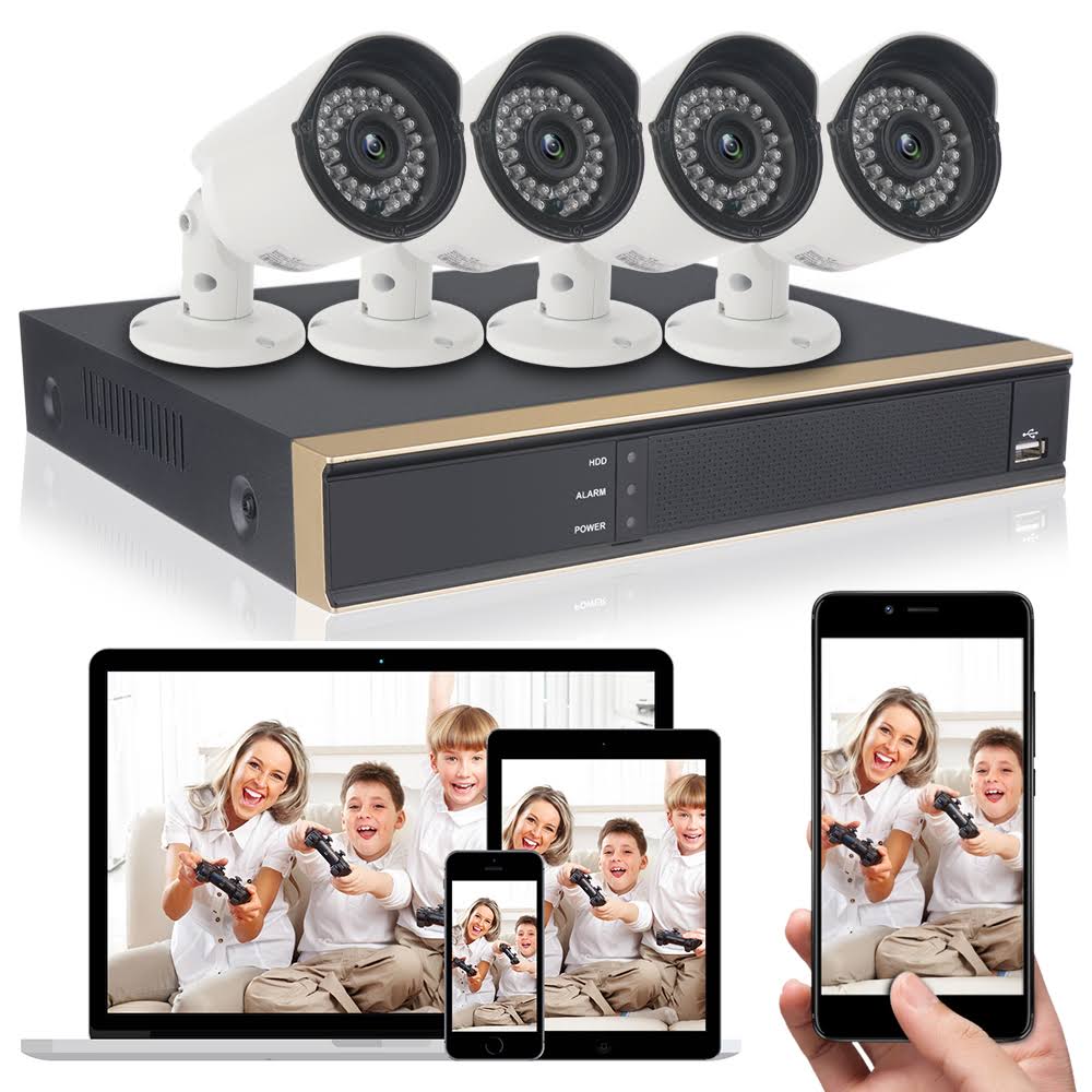 Did 4CH AHD 720p CCTV Camera Security System with 4 Pcs IP Outdoor IR Night Vision Home Security Camera System White (Wireless S