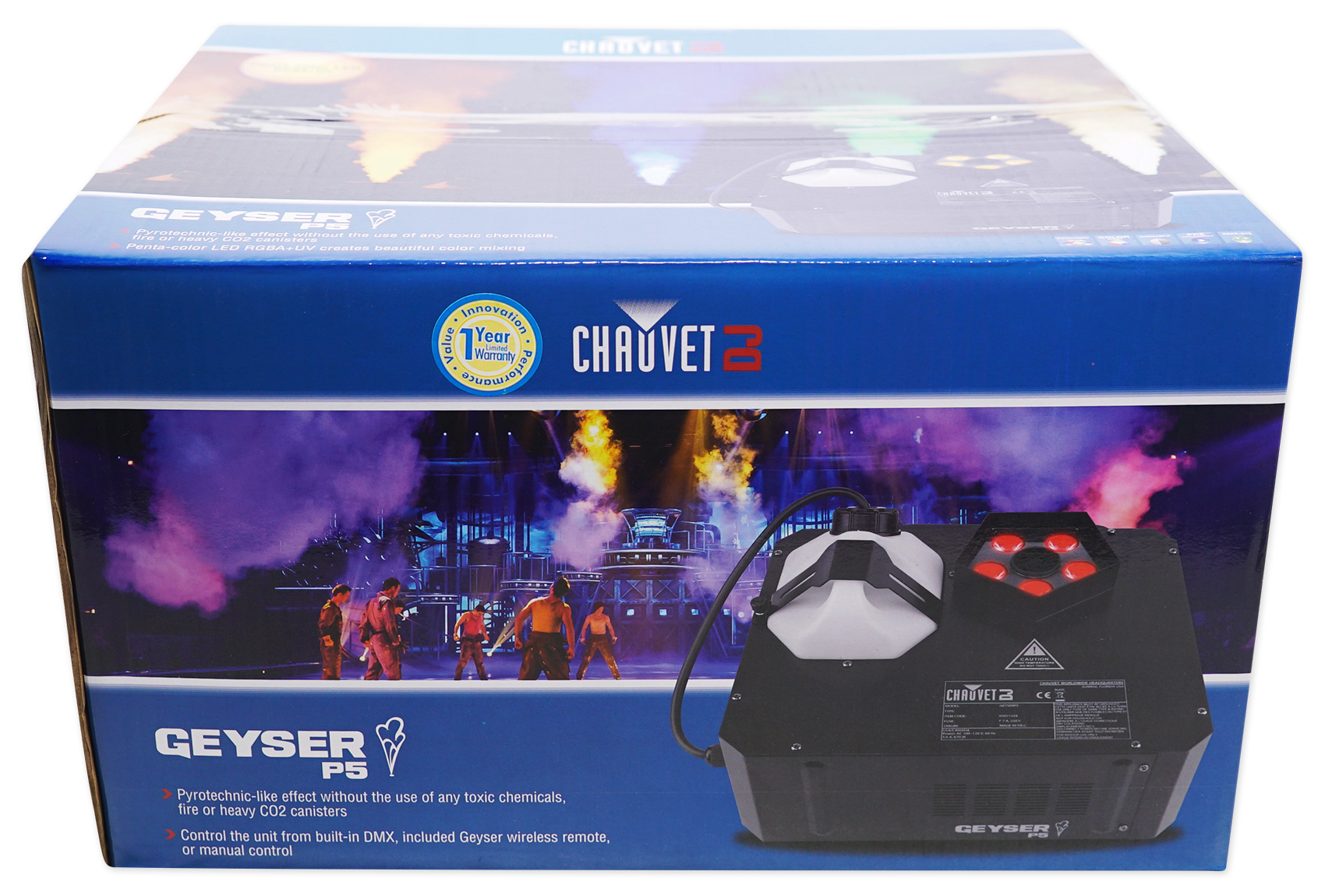 Chauvet DJ GEYSER P5 Fog Machine Fogger w/Effects+Remote+2) Gal. Fluid+DMX Cable