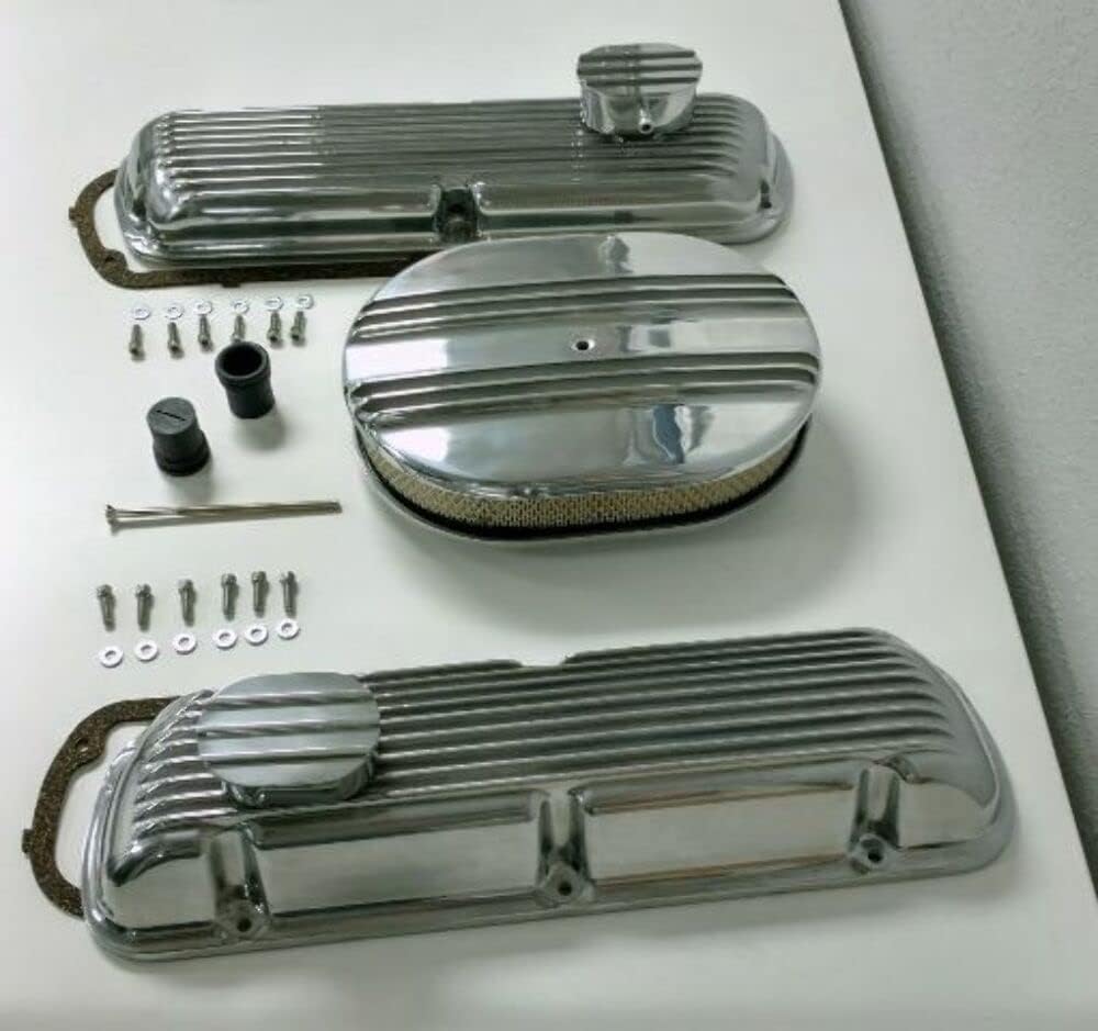 Finned Aluminum Engine Dress Up Kit, Compatible with Ford SBF V8 260 289 302 351W