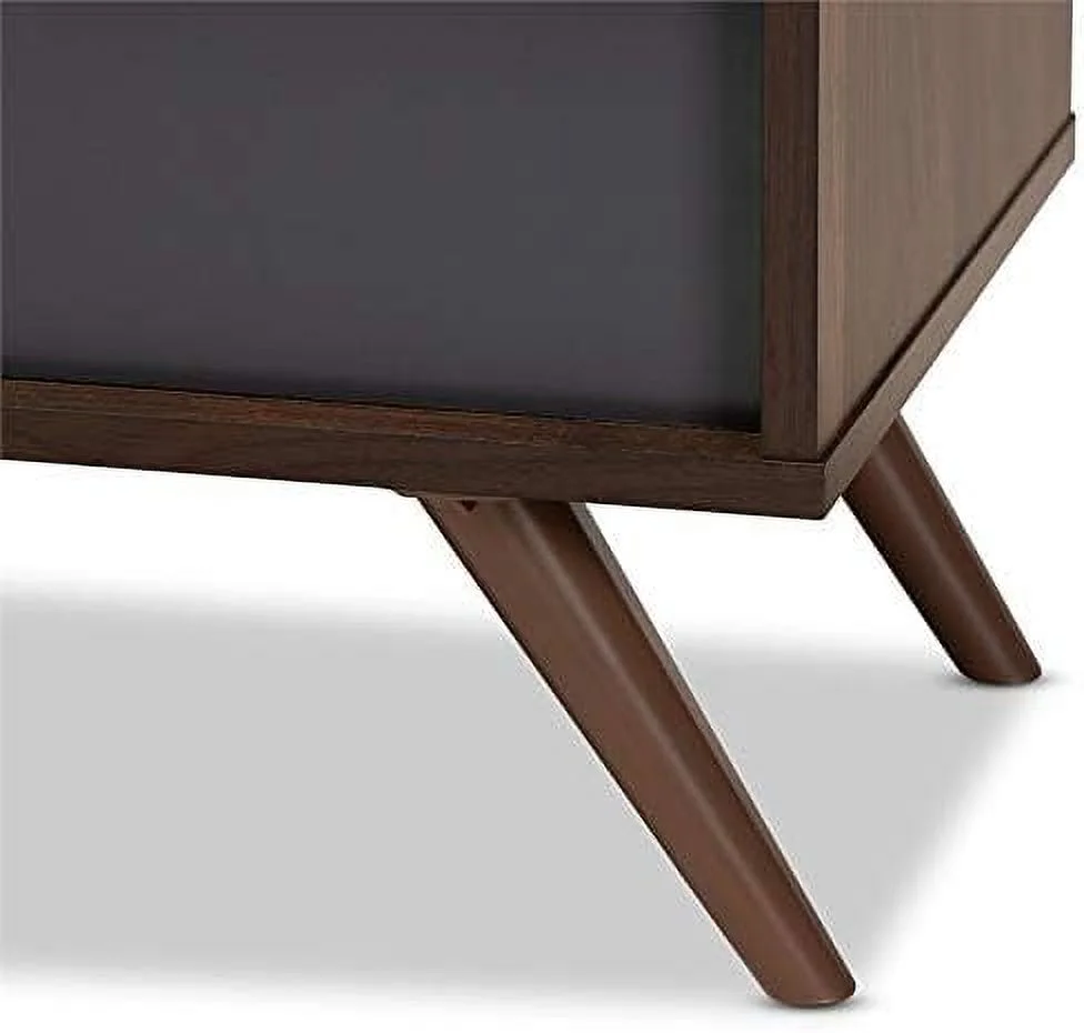 Wood 60" TV Stand Console Entertainment Center In Gray And Walnut