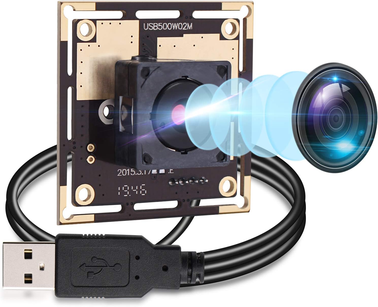 Autofocus 5 Megapixel USB Camera Module with 170 Degree Fisheye Lens HD 2592X1944 USB Webcamera with CMOS OV5640 Sensor USB with Camera,Mini Webcam for Windows Mac Andriod Linux,Plug&Play