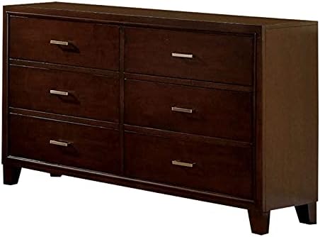 Furniture of America Sirius Contemporary Solid Wood 6-Drawer Dresser in Espresso