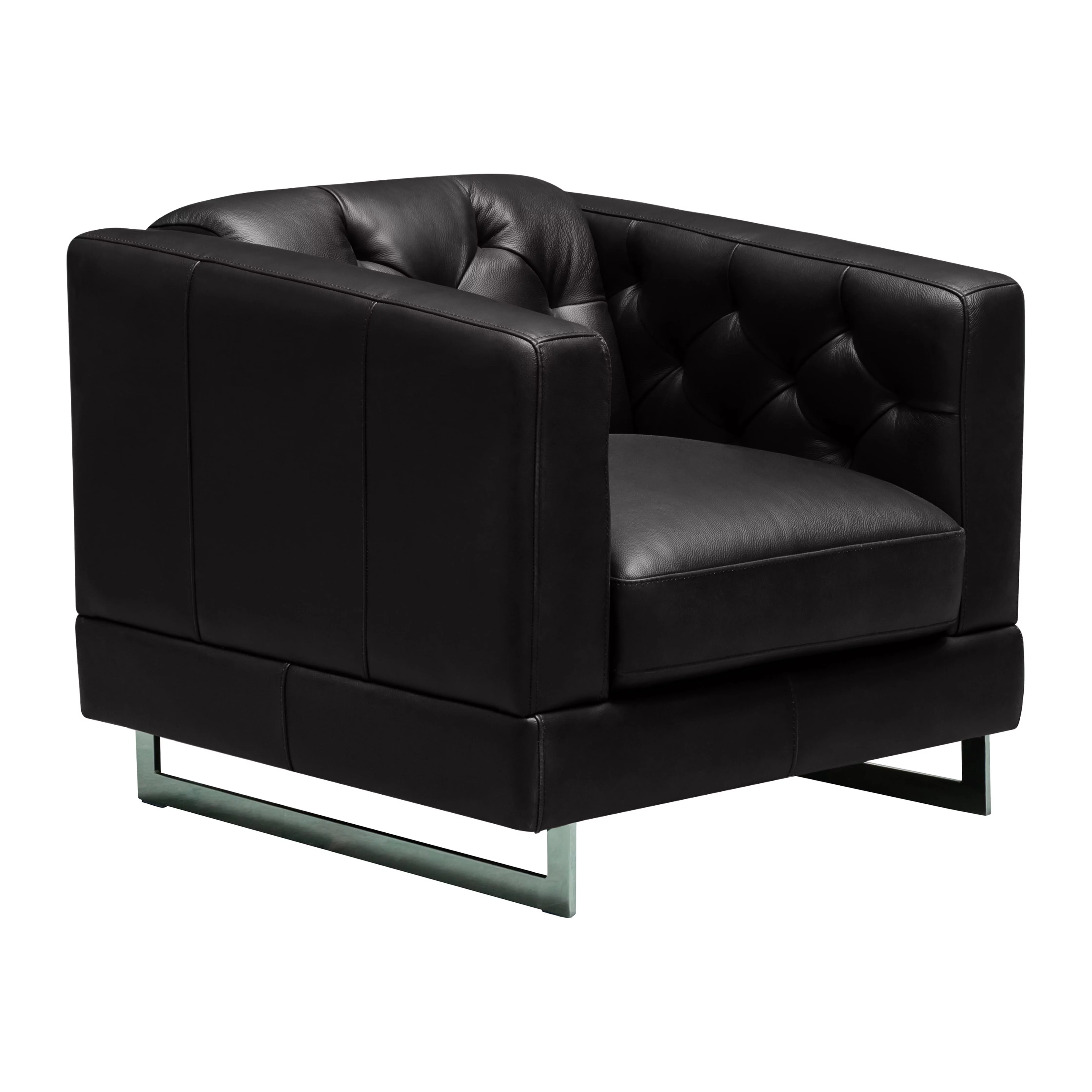 Devon & Claire Elizabeth 3-pc Leather Sofa and Chairs Set, Black