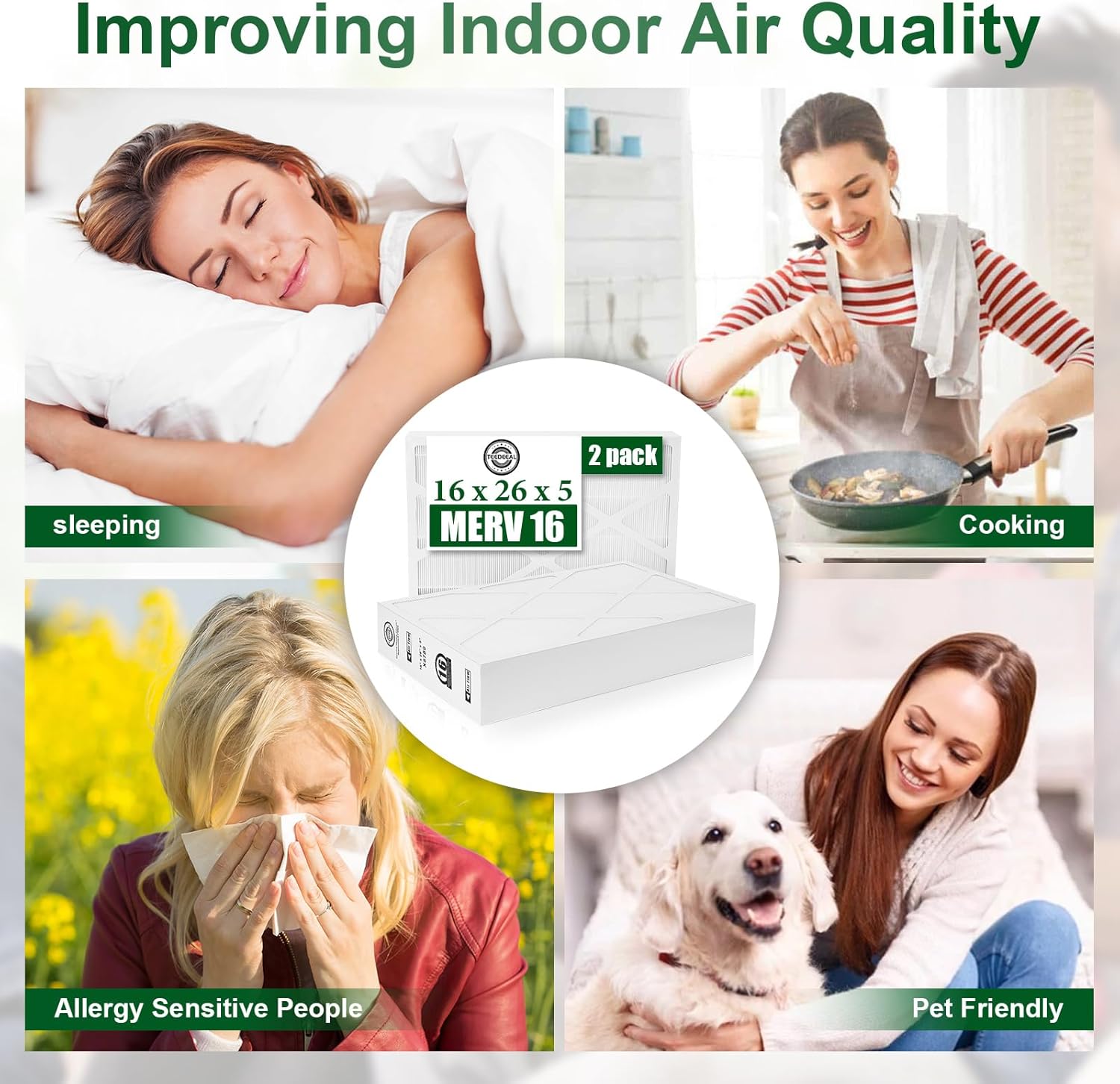 New Upgrade X8789 MERV 16 Filter - 16" x 26" x 5" Compatible With Lennox PureAir PCO16-28 Filter Air Purifier Cleaner - Ideal For Home & Office - 2 Pack