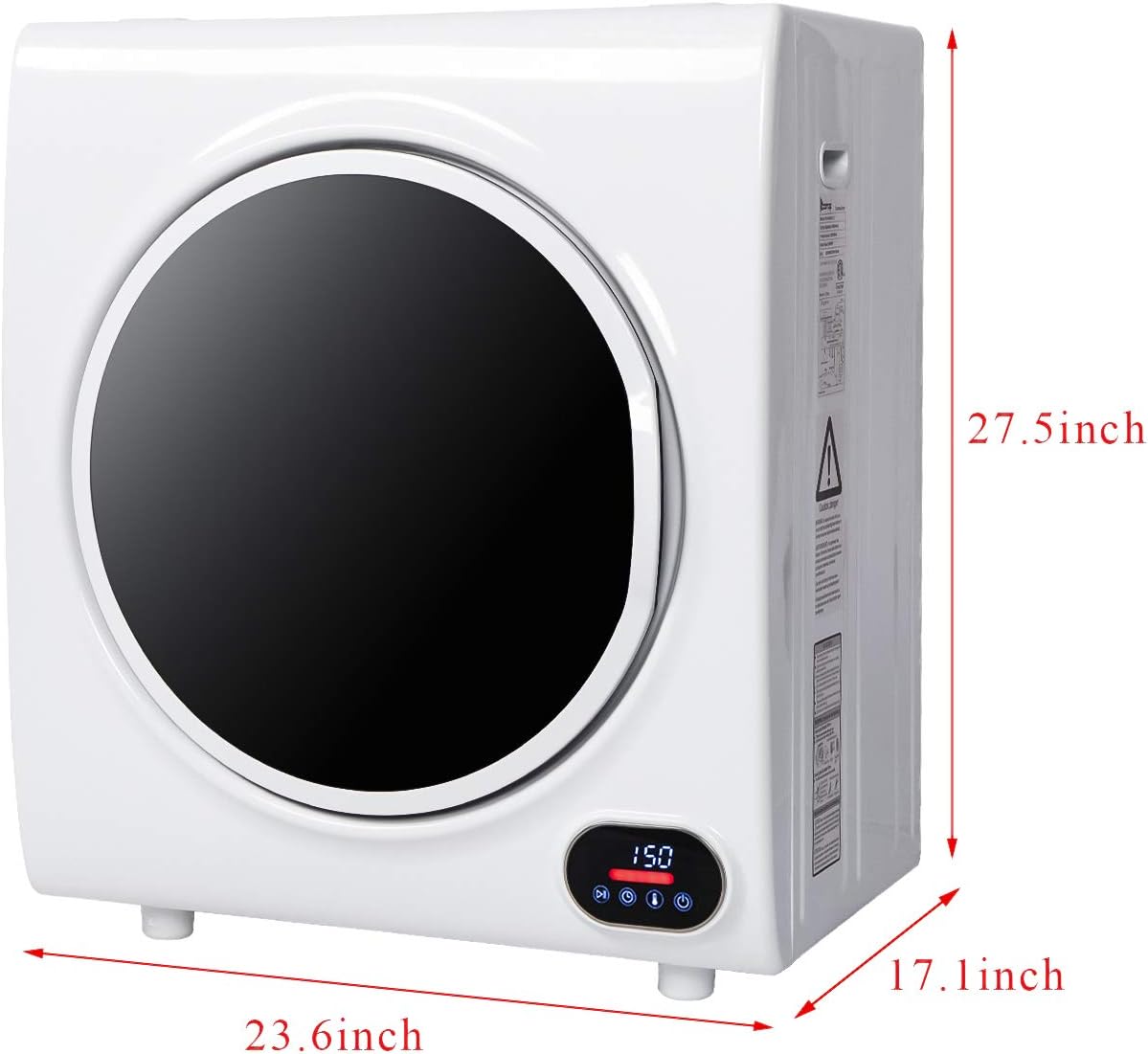 Winado Compact Laundry Dryer 9lbs Capacity, 2.6 cu.ft Portable Clothes Dryer, Front Load Dryer w/LED Control Screen, Stainless Steel Drum for Apartment Home Dorm 110V 1400W