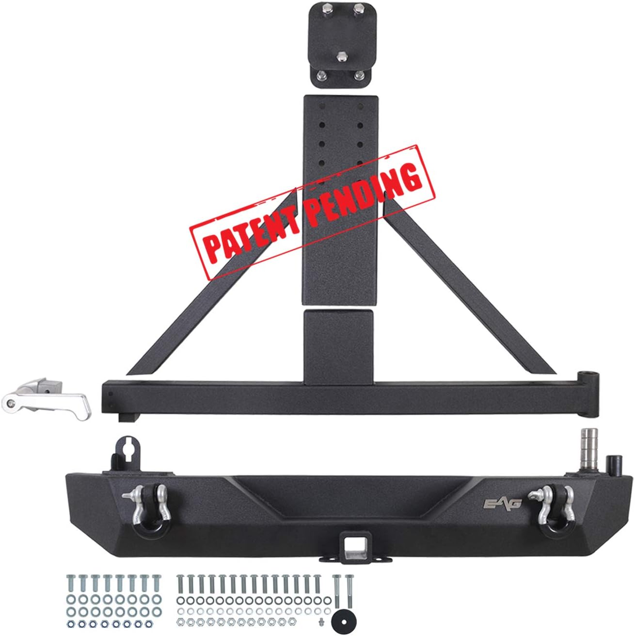 KML Steel Rear Bumper with Assembled Tire Carrier Black Textured Fit for 87-06 Jeep Wrangler TJ YJ