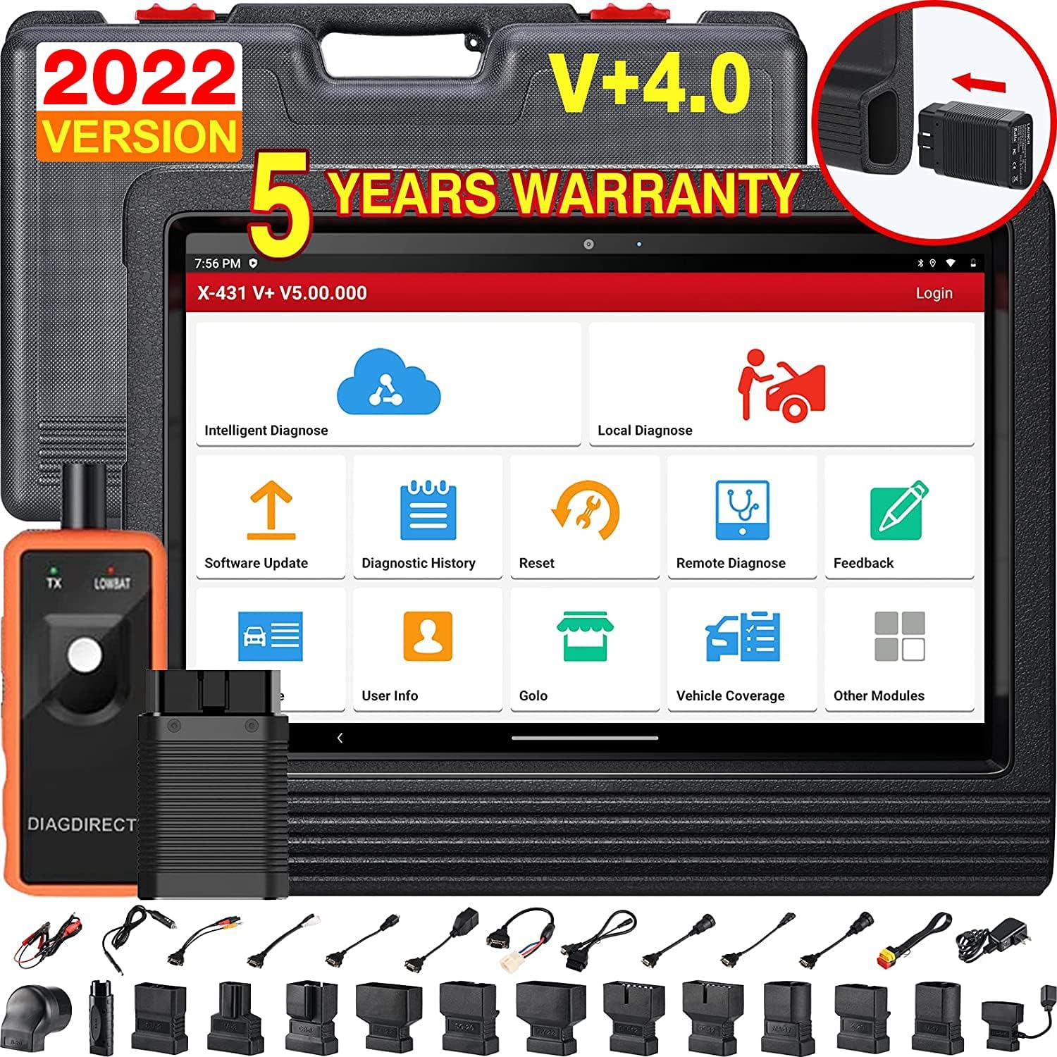 LAUNCH X431 V+ PRO Elite 4.0, 2022 Newest Bidirectional Scan Tool, Upgraded of X431 PROS V, OEM All System & 31+ Service Car Diagnostic Scanner, ECU Coding, AutoAuth for FCA SGW, 2 Years Free Update
