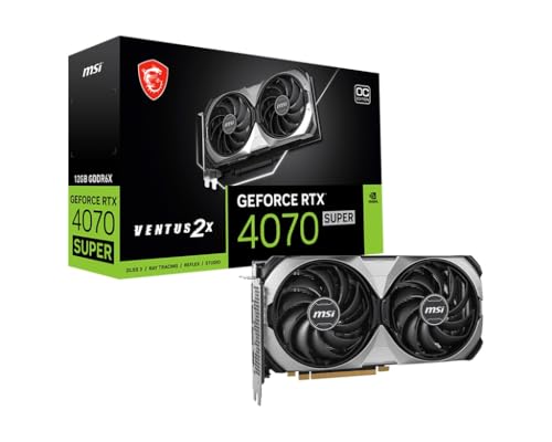 MSI GeForce RTX 4070 Super 12G Ventus 3X OC Gaming Video Card - 12GB GDDR6X, PCI Express Gen 4, 192-bit, 3X DP v 1.4a, HDMI 2.1a (Supports 4K & 8K HDR)