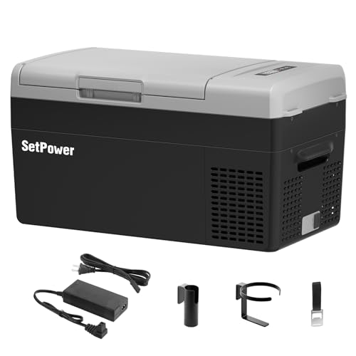 Setpower 12 volt Refrigerator, Portable Fridge and Freezer, 12V Compressor Cooler, Car Cooler for Camping, Traveling, 12/24V DC 110/240V AC, 0℉~50℉