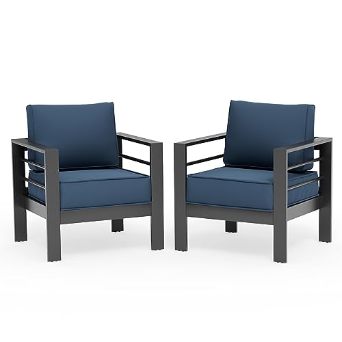 UDPATIO 8 Piece Aluminum Patio Furniture Set, Oversized Modern Outdoor Furniture Set with Olefin Fabric Cushion for Patio Deck Backyard, Dark Grey(with Waterproof Covers)