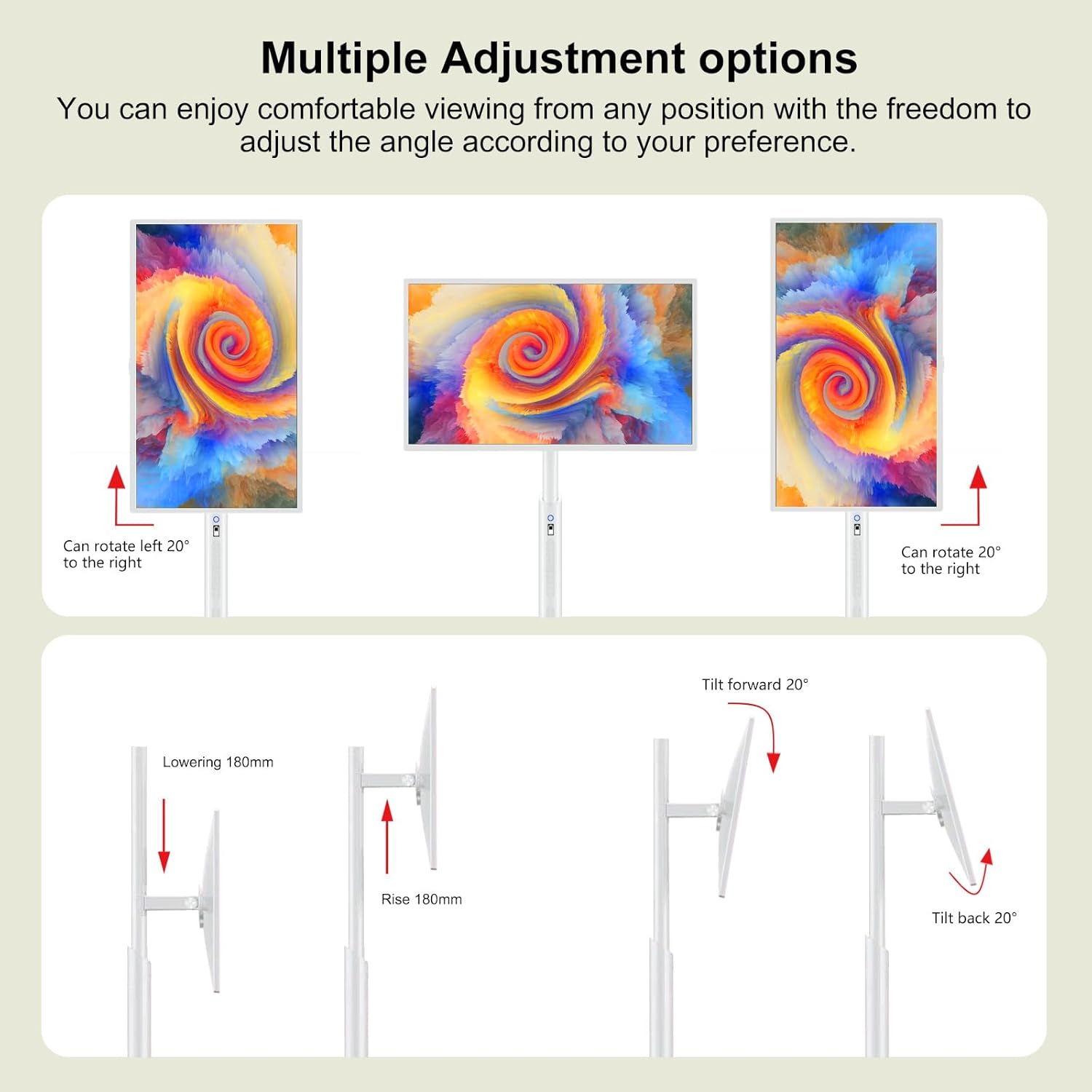 Portable Smart Screen, 32-Inch 1080p Portable Monitor with Rotatable Touch Screen, Android OS(Support Google Store), Built-in Battery, Full Swivel Rotation, Remote Control