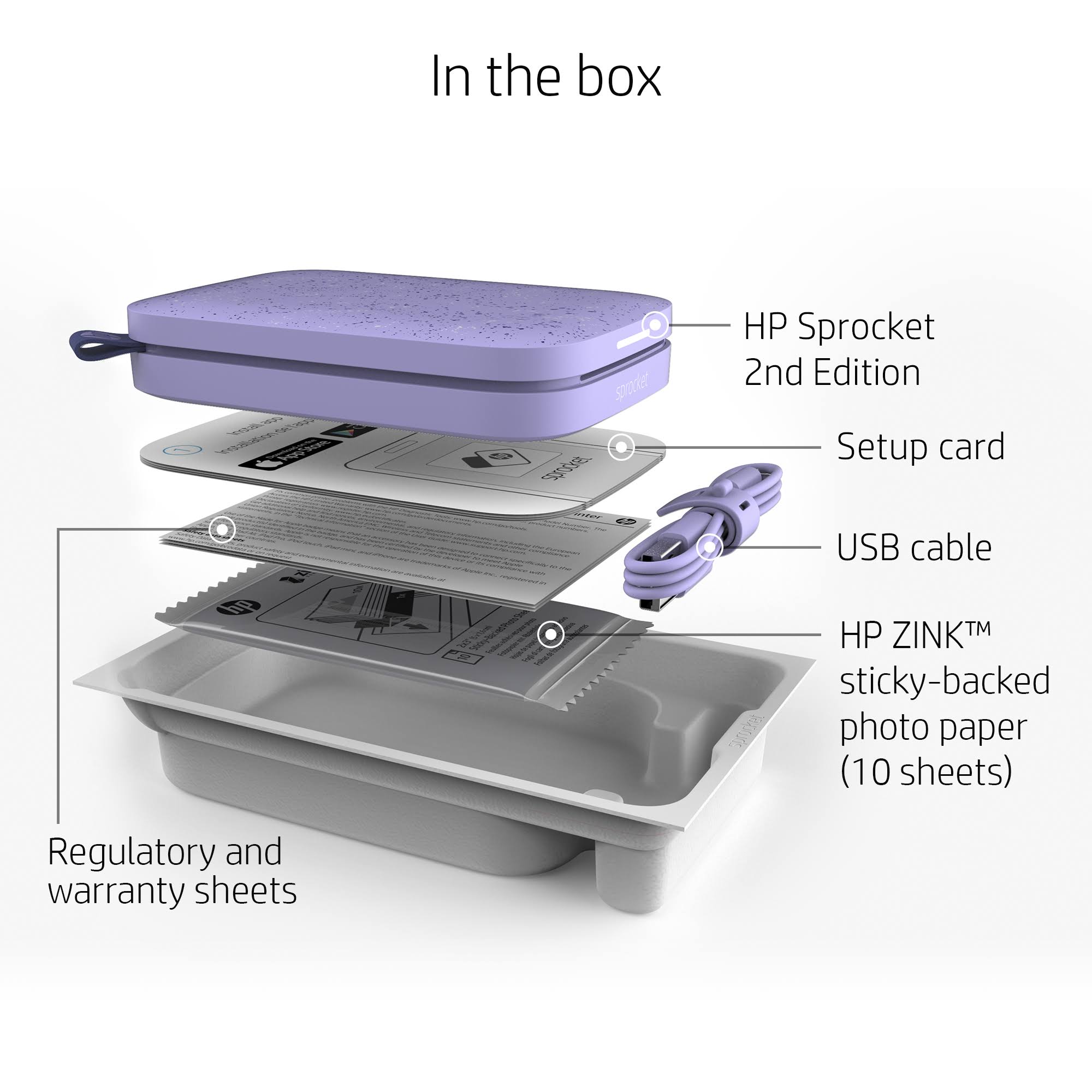 HP - Sprocket 2nd Edition Instant Photo Printer - Lilac