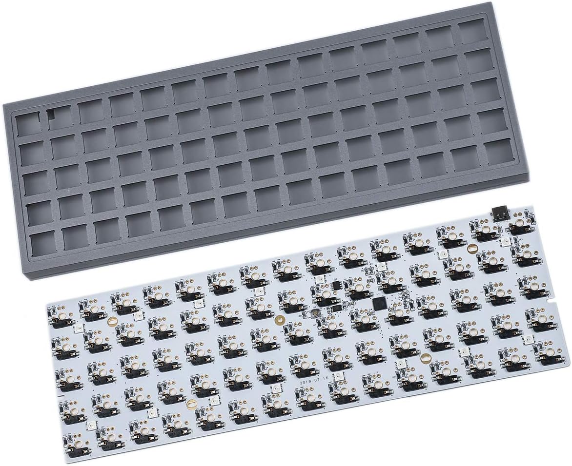 ID75 75 Keys Ortholinear Layout QMK Anodized Aluminum Case Plate hot-swappable Hot Swap Type C PCB Mechanical Keyboard Kit (Black)