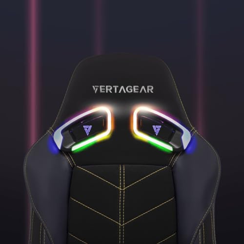 VERTAGEAR PL4800 Ergonomic Big & Tall Gaming Chair Featuring ContourMax Lumbar & VertaAir Seat Systems - RGB LED Kits Upgradeable - Black/White