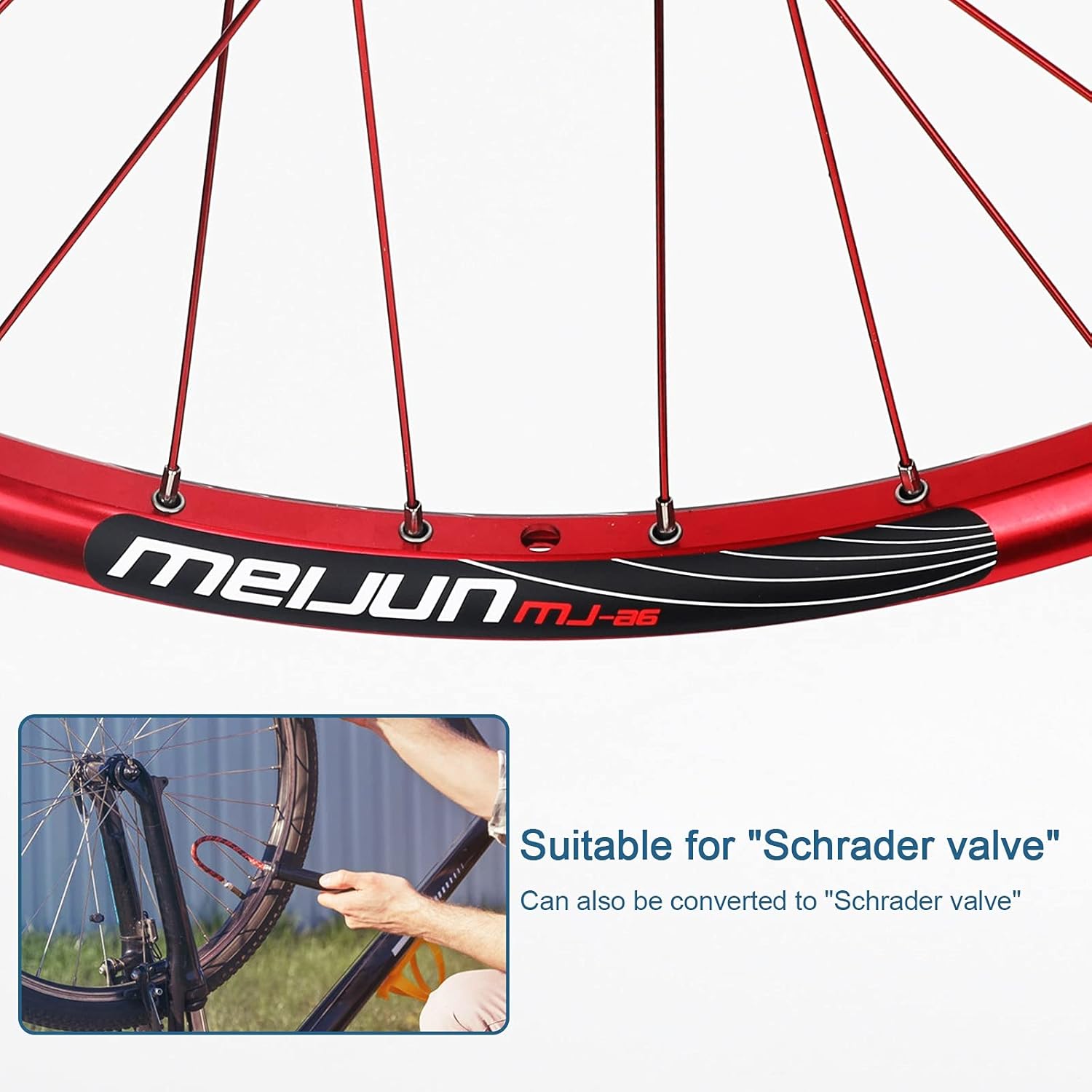 HOMFLOW （US Stock） Mountain Bike Wheelset 26 Inch Double Wall Aluminum Alloy Disc Brake MTB Wheels 7/8/9/10 Speed Cassette Flywheel QR 32 Holes (Color : Red, Size : 26IN)