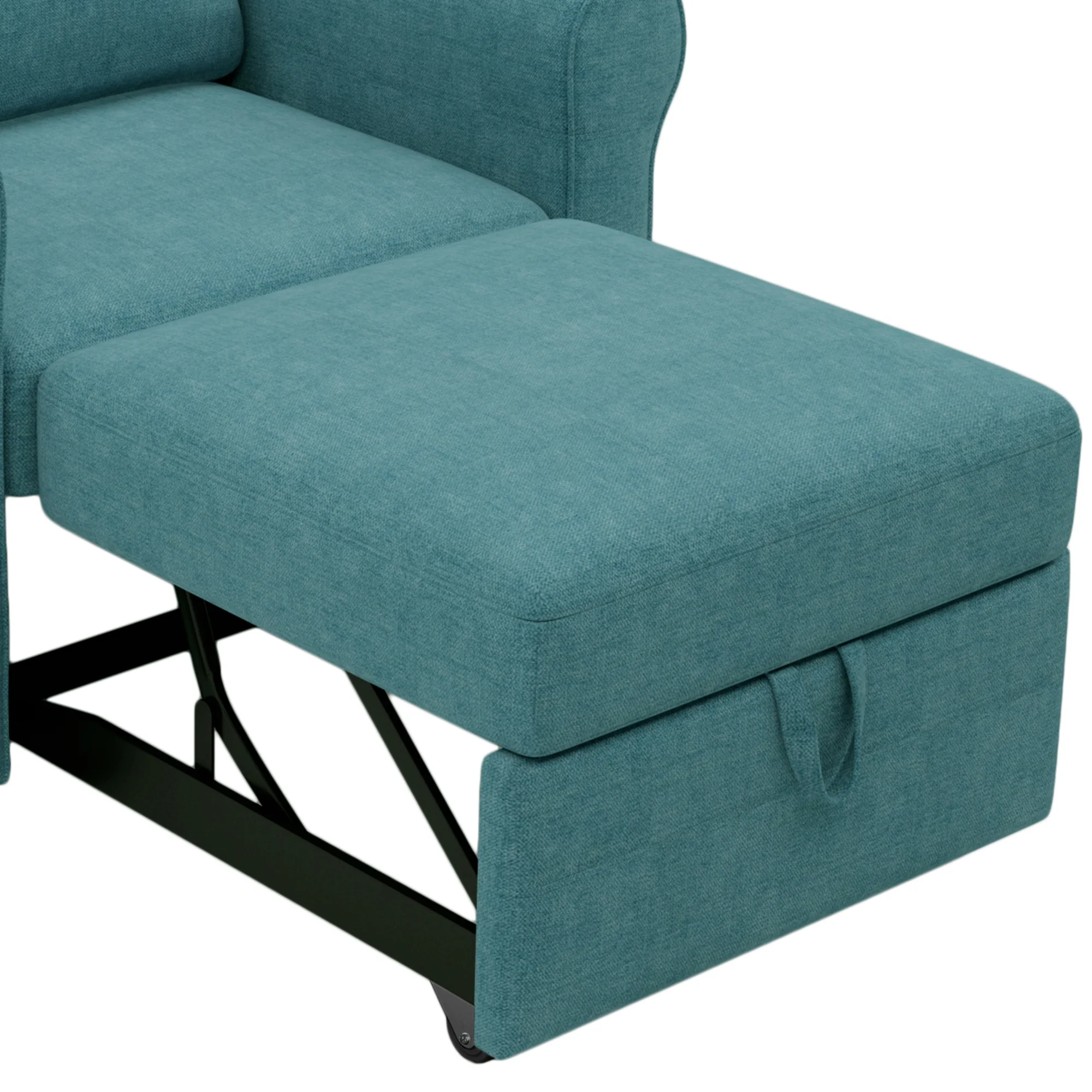 Modern Style 3-in-1 Sofa Bed Chair, Teal, Convertible Sleeper Chair Bed, Metal Frame, High Density Foam - Curated Treasures Market