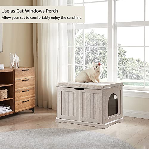 unipaws Extra Large Cat Litter Box Enclosure Furniture with Top Opening, XL Washroom Bench for Cats, Jumbo Automatic Litter Box Cover and Hidden Cat Box