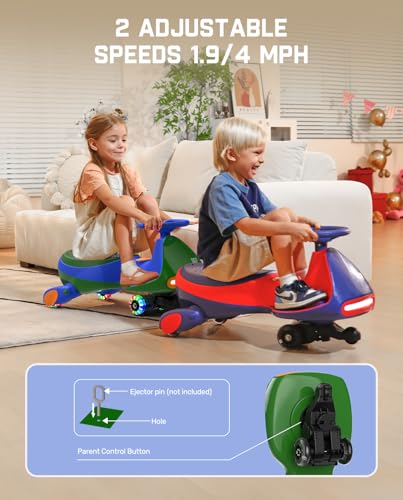 FanttikRide 12V N7 Pro Electric Wiggle Car with Pedal, Rechargeable Battery, CyberWiggle, 2 in 1 Swing Car, 2 Speed, Anti-Rollover, Flashing Wheels, Bluetooth, for Ages 3 and Up, 150 Lbs, Blue