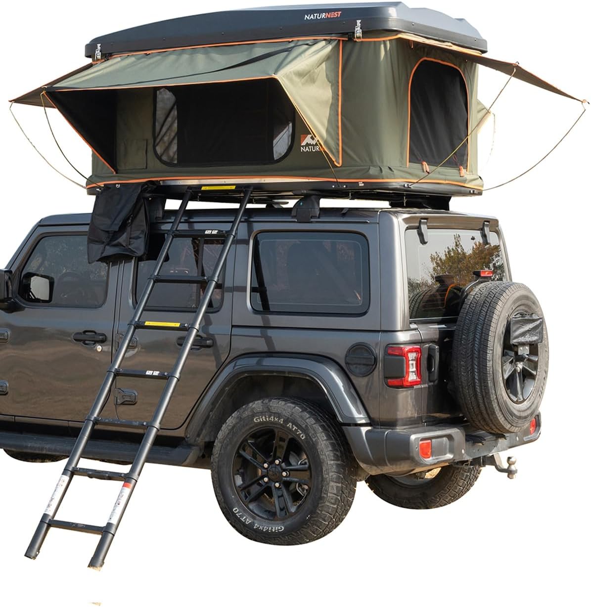 Naturnest Rooftop Tent Hard Shell, Naturnest Orion Roof Top Tent, Boxy Camping Tent, Pop Up Tents with USB Port and AC Vent for Van,Pickup Truck,RV,SUV Tent