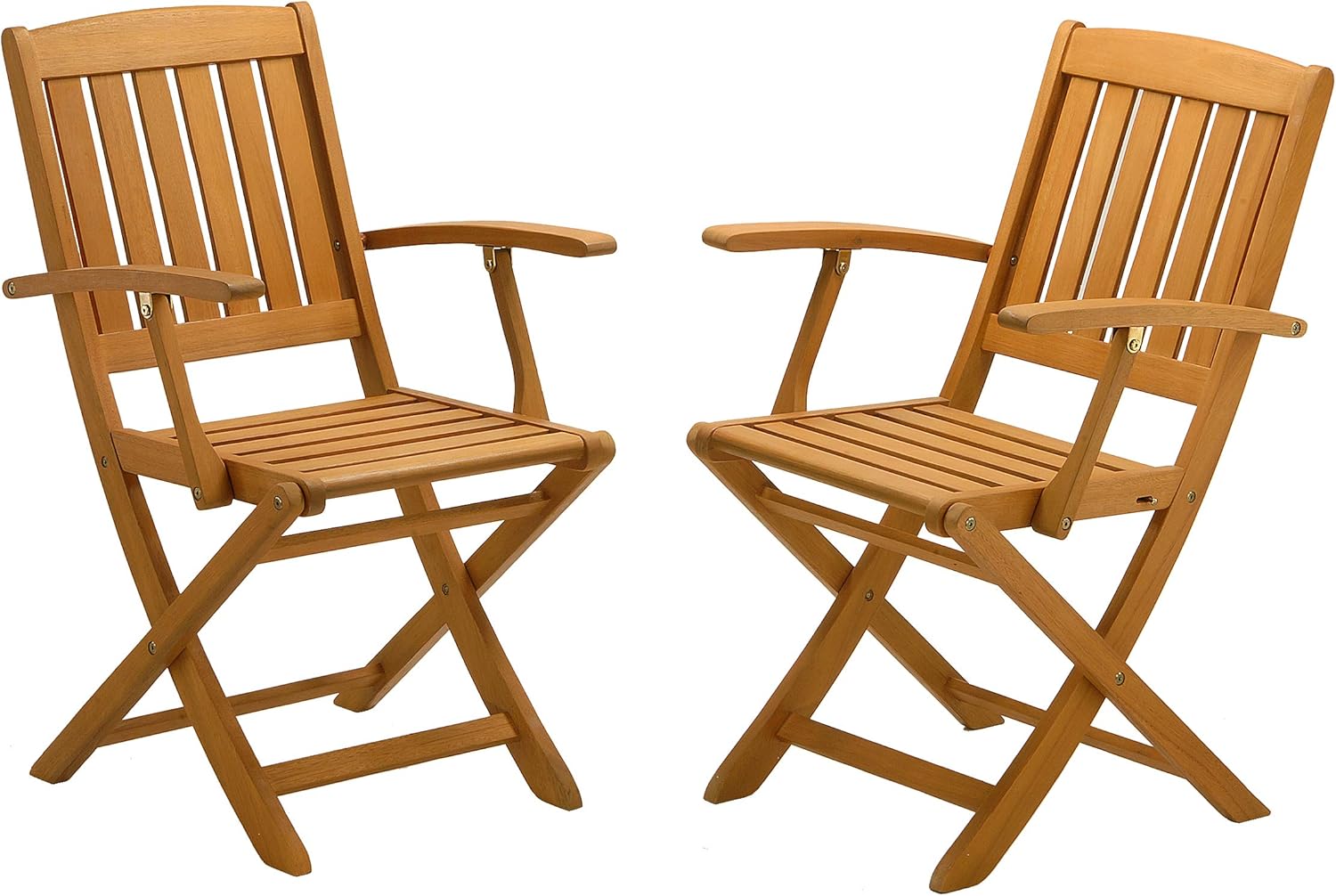 National Outdoor Living Eucalyptus Wood Folding Patio Armchair, Set of 2