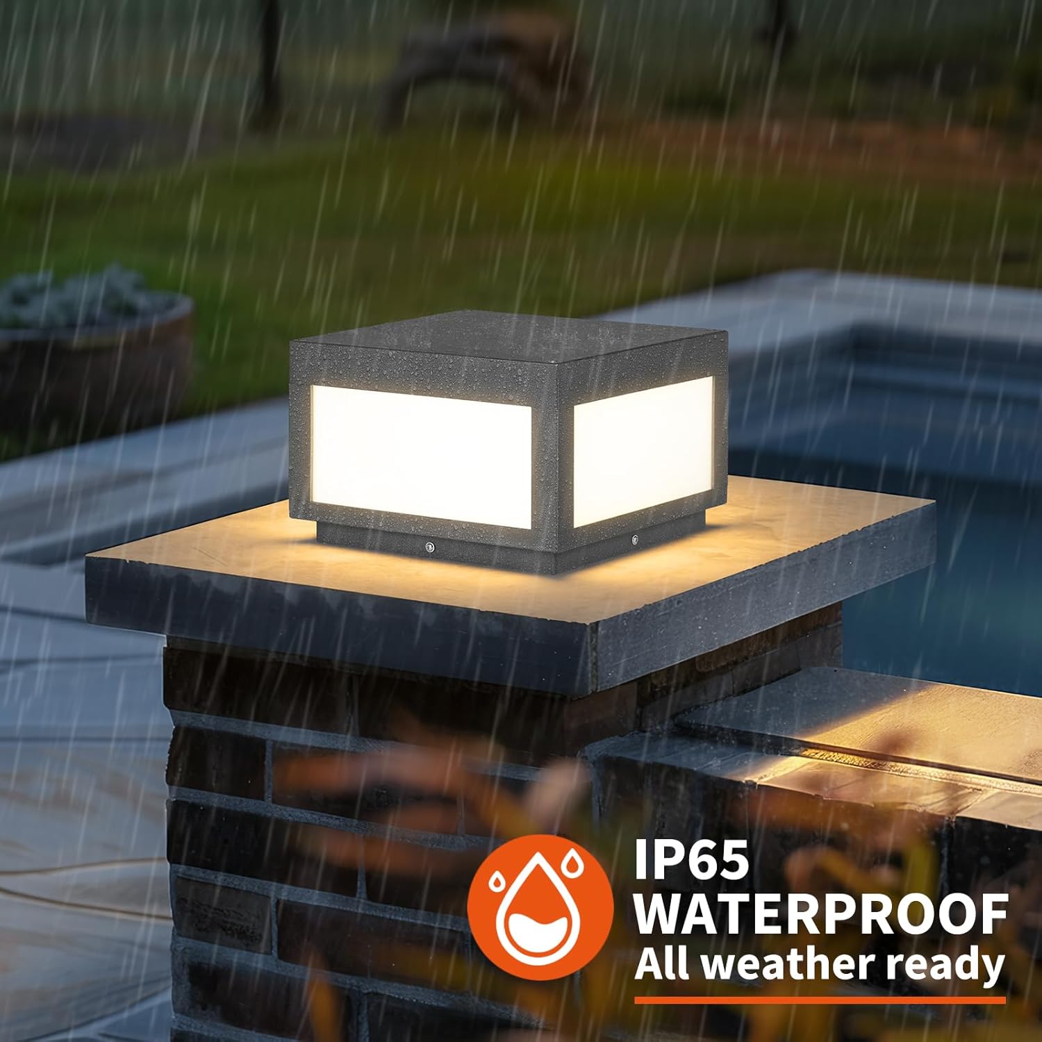 Modern Post Light, Pillar Lights Outdoor IP65 Waterproof LED Fence Cap Lights for Deck 3000K Luxury Aluminum Column Lighting Landscape Lamp for Flat Surface Garden Yard Porch Decoration