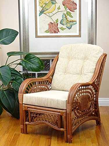 Malibu Lounge Living Accent Armchair Natural Rattan Wicker Handmade Design with Cushion