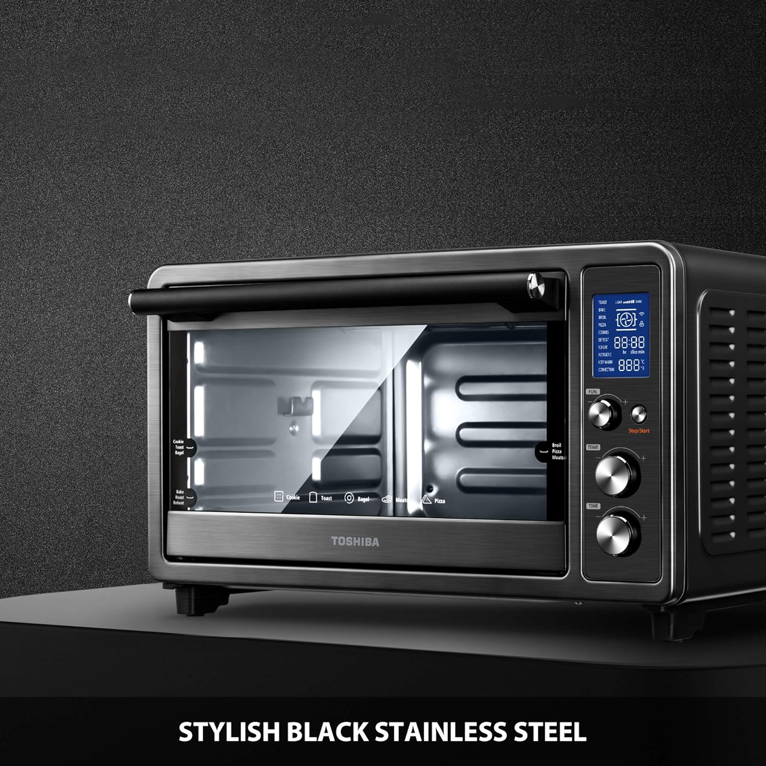 Toshiba Digital Toaster Oven with Double Infrared Heating and Speedy Convection, Larger 6-slice/12-inch Capacity, 1700W, 10 Functions and 6 Accessories Fit All Your Needs