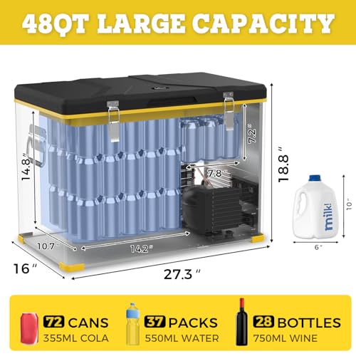 SetPower RV Single Zone Series Portable Fridge Freezer, 12 Volt Refrigerator, RV Refrigerator, Electric Cooler, Car Refrigerator, Portable Freezer, 3-YEAR Warranty, MAX & MIN Mode, 45L/48 Quart, 0℉-50℉, 12/24V DC, 100-240V AC, Car & Home Use