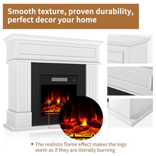 oneinmil Electric Fireplace, Electric Fireplace Heater, 3D Realistic Flame
