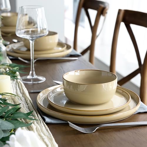 Ceramic Dinnerware Sets for 6, 18 Pieces Stoneware Plates and Bowls Sets, Chip and Scratch Resistant Dishes, Dishwasher & Microwave Safe, Space Blue