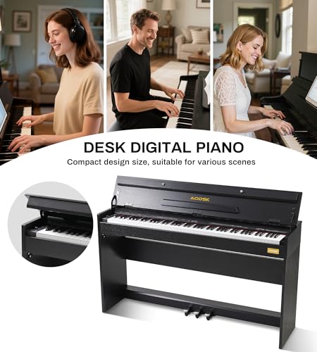 AODSK 88-Key Weighted Hammer Action Digital Piano with Speakers,Furniture Stand and Triple Pedals,Beginner's Course- Comes With Headphones,Piano Lessons,B-83S