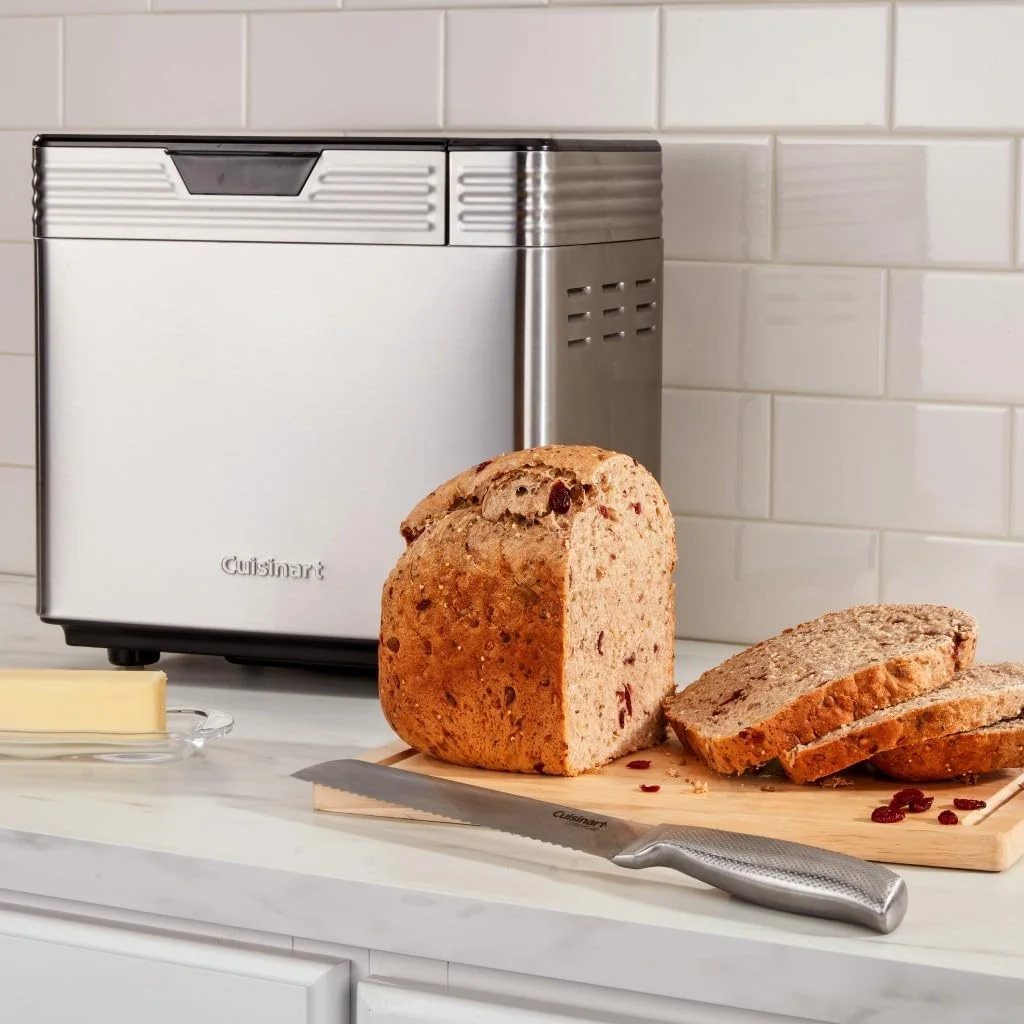 Convection Bread Maker Machine-16 Menu Options, 3 Loaf Sizes up to 2lbs, 3 Crust Colors-Includes Measuring Cup + Spoon & Kneading Hook, CBK-210, 12.25" x 8.85" x 13", Stainless Steel