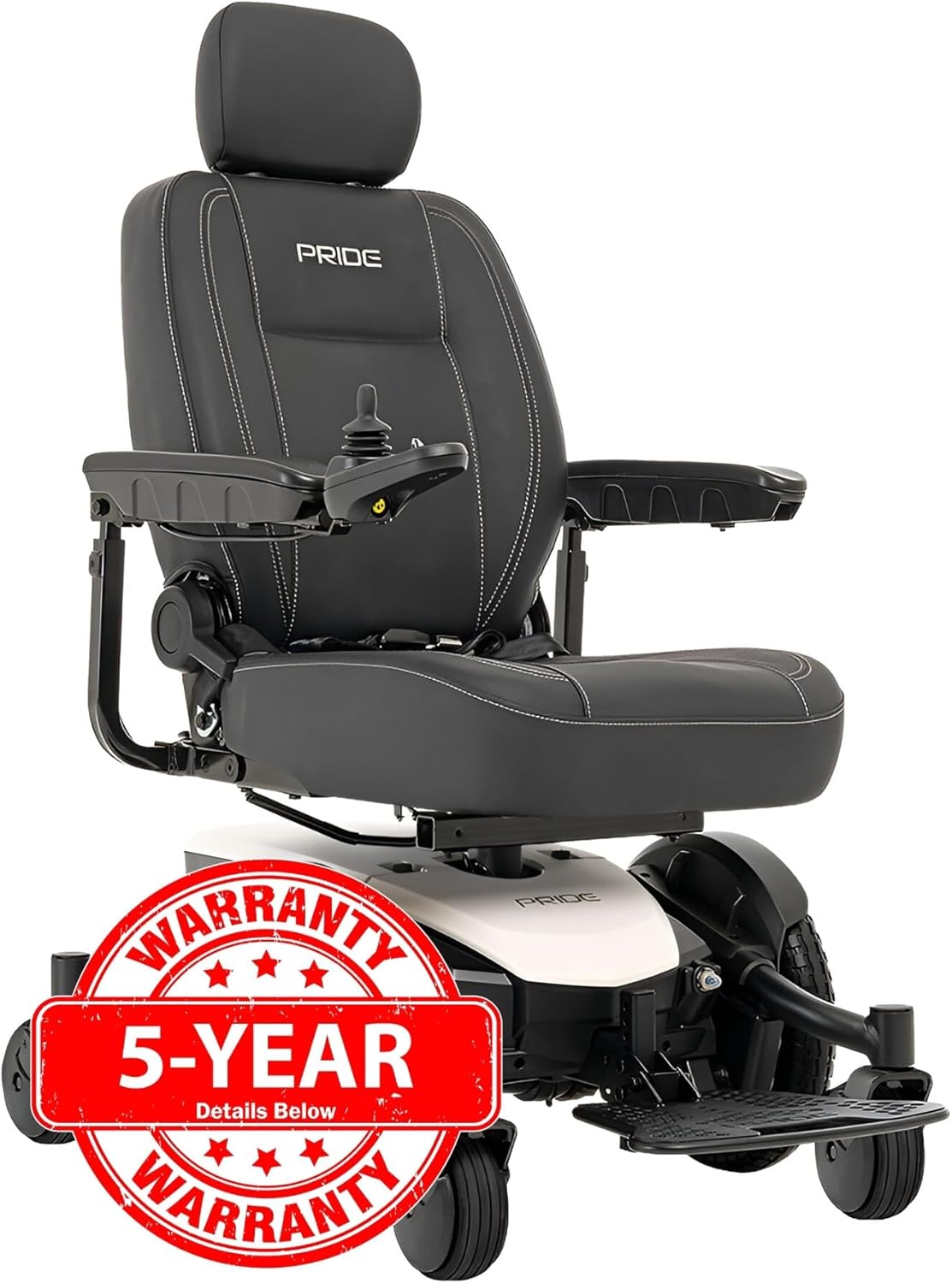 Pride Jazzy EVO 613 Power Chair - Electric Wheelchair Scooter for Adults, U-1 Battery, 300 Lbs Weight Capacity, White, 16"x16-18" Seat Size