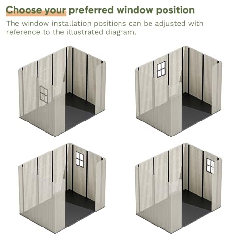 Patiowell 8' x 6' Plastic Outdoor Storage Shed with Floor, Resin Shed with Window and Lockable Door for Garden, Backyard, Tool Storage Use, Easy to Install in Gray and White (Kick-it Shed)