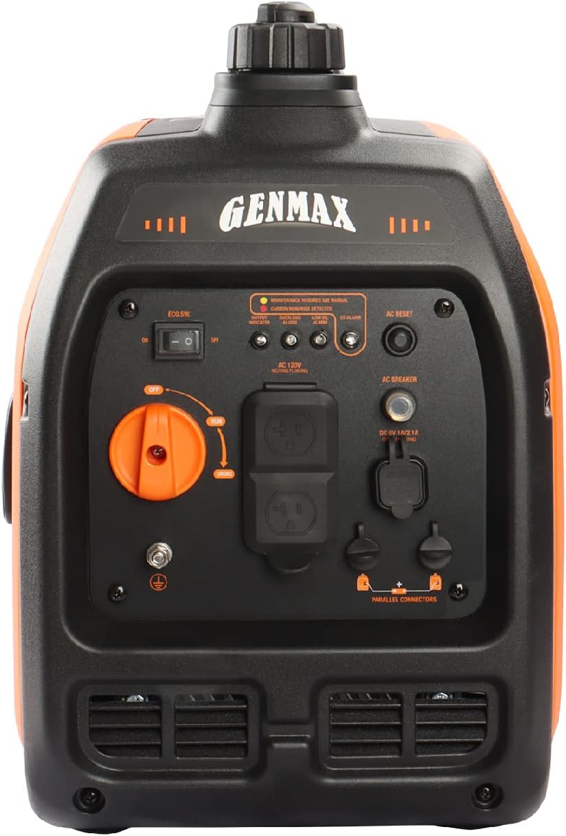 GENMAX Quiet Power Series Inverter Generator，Gas Powered, EPA Compliant, Eco-Mode Feature, Ultra Lightweight for Backup Home Use & Camping (GM5500i)