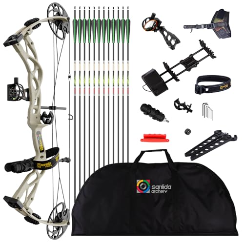 Sanlida Dragon X9 Ready to Hunt Compound Bow Package for Adults, Archery Compound Bow and Arrow Set, 0-70 Lbs Draw Weight, No Bow Press Needed, Limited Life-time Warranty