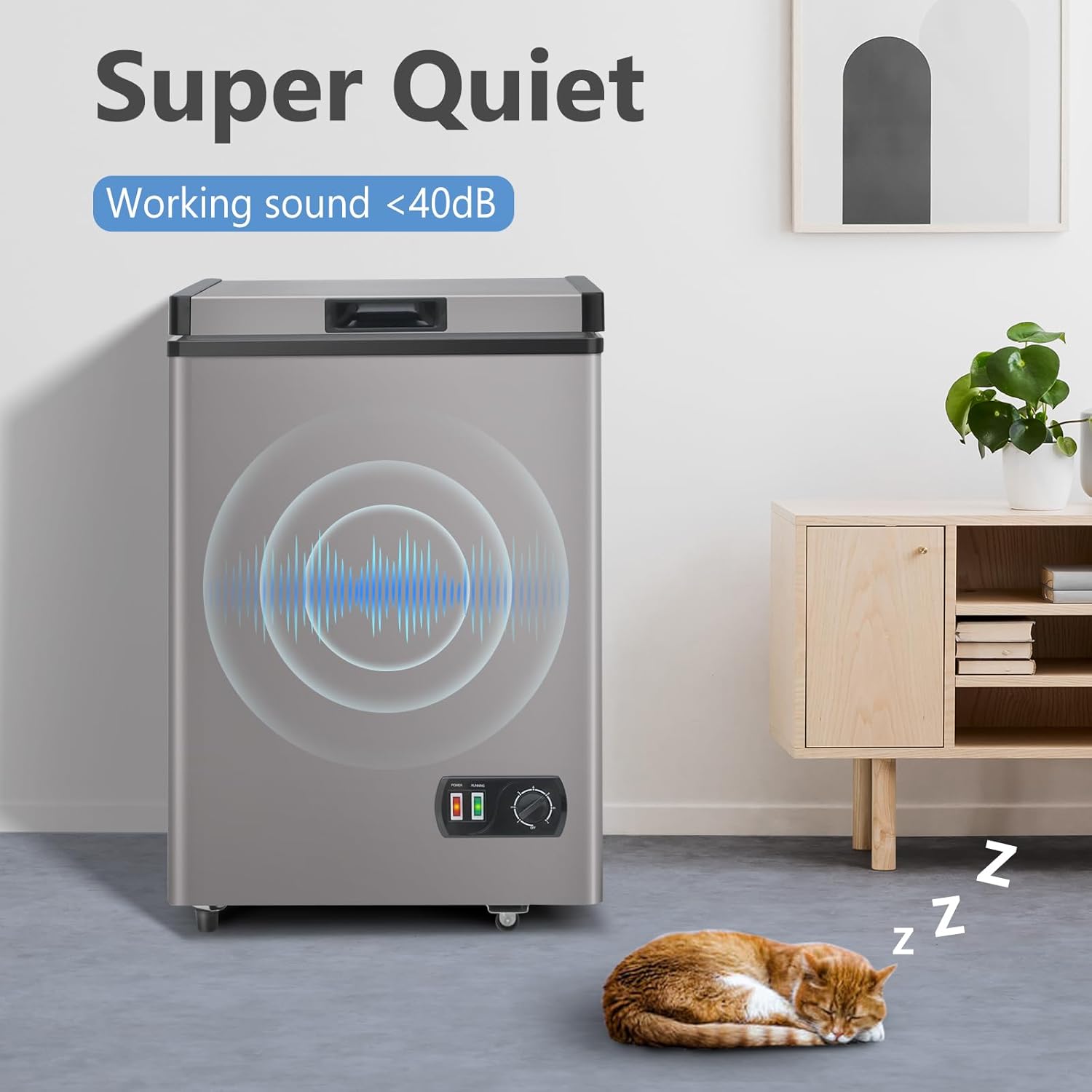 Chest Freezer, 3.8 Cu Ft Compact Deep Freezer With Fast Cooling & Convenient Pulley, Perfect for Kitchen Parlor, Small Freezer With Low Noise & Energy Saving, Titanium Gray