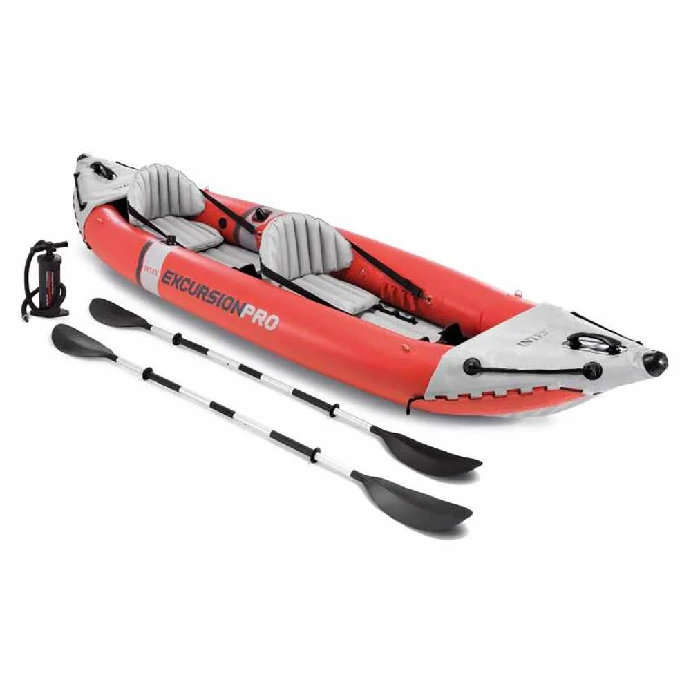 Excursion Pro 151 x 37 x 18 K2 Inflatable Kayak W/ Aluminum Oars, Pump, Fishing Rod Holders, Carry Bag