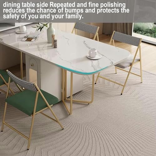 Folding Dining Table, Versatile Square Dinner Table with 4 Wheels and Storage Racks, Space Saving Kitchen, Luxury Slate Dining Room Table