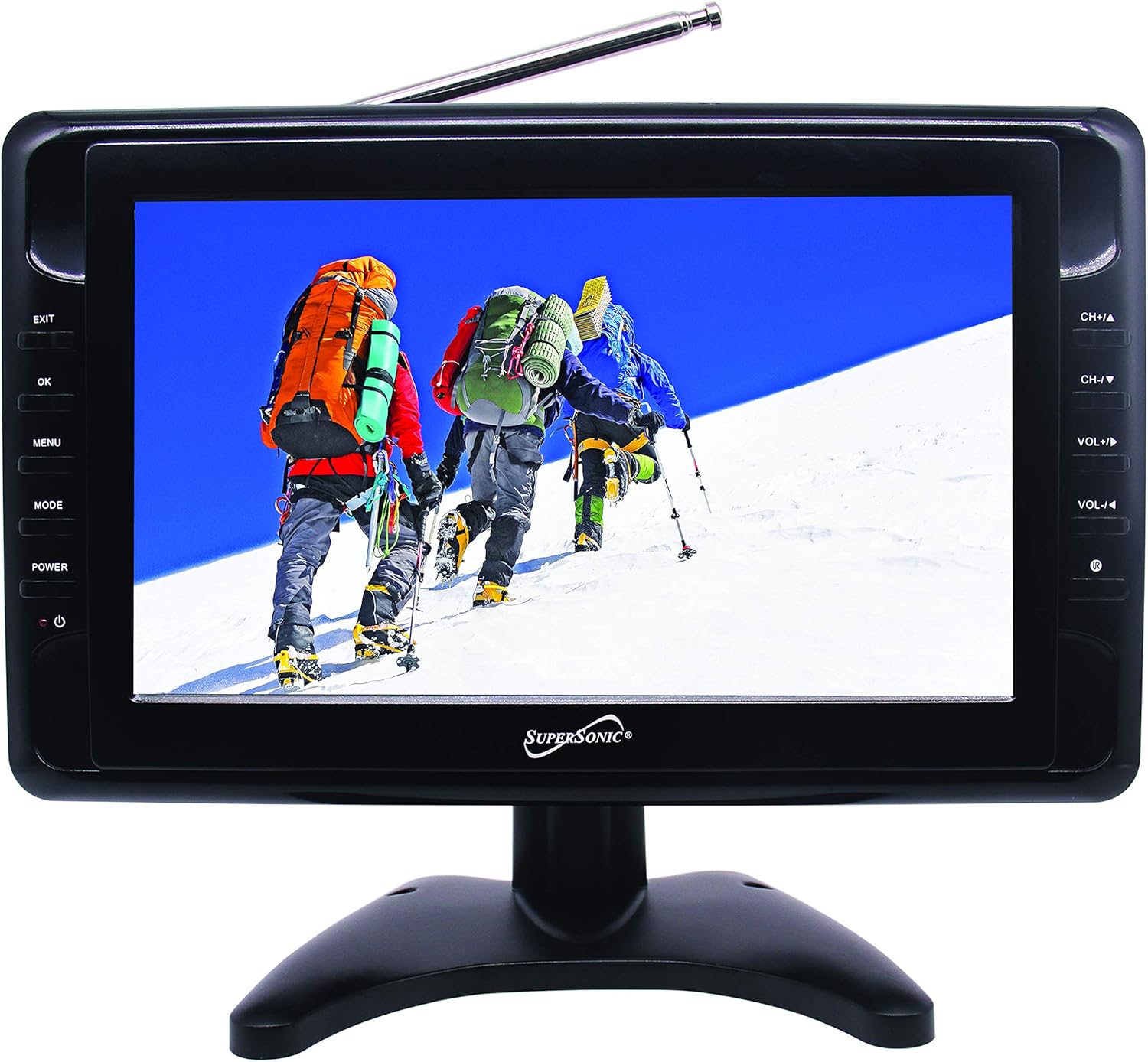 SuperSonic SC-2813 13 Portable Widescreen LED TV with USB/SD Inputs, HDMI, FM Radio, Rechargeable Battery and AC/DC Compatible for Home, RVs, Boats, Camping