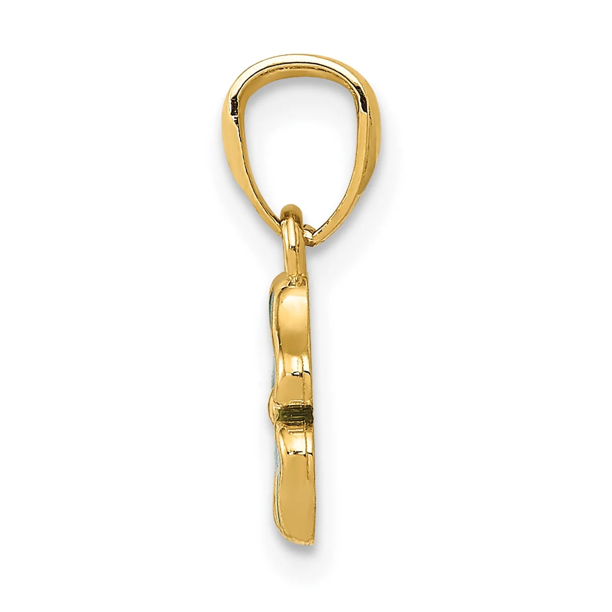 Carat in Karats 14K Yellow Gold Green Enameled Four Leaf Clover Pendant Charm (20mm x 10mm) With 14K Yellow Gold Lightweight Rope Chain Necklace 16''
