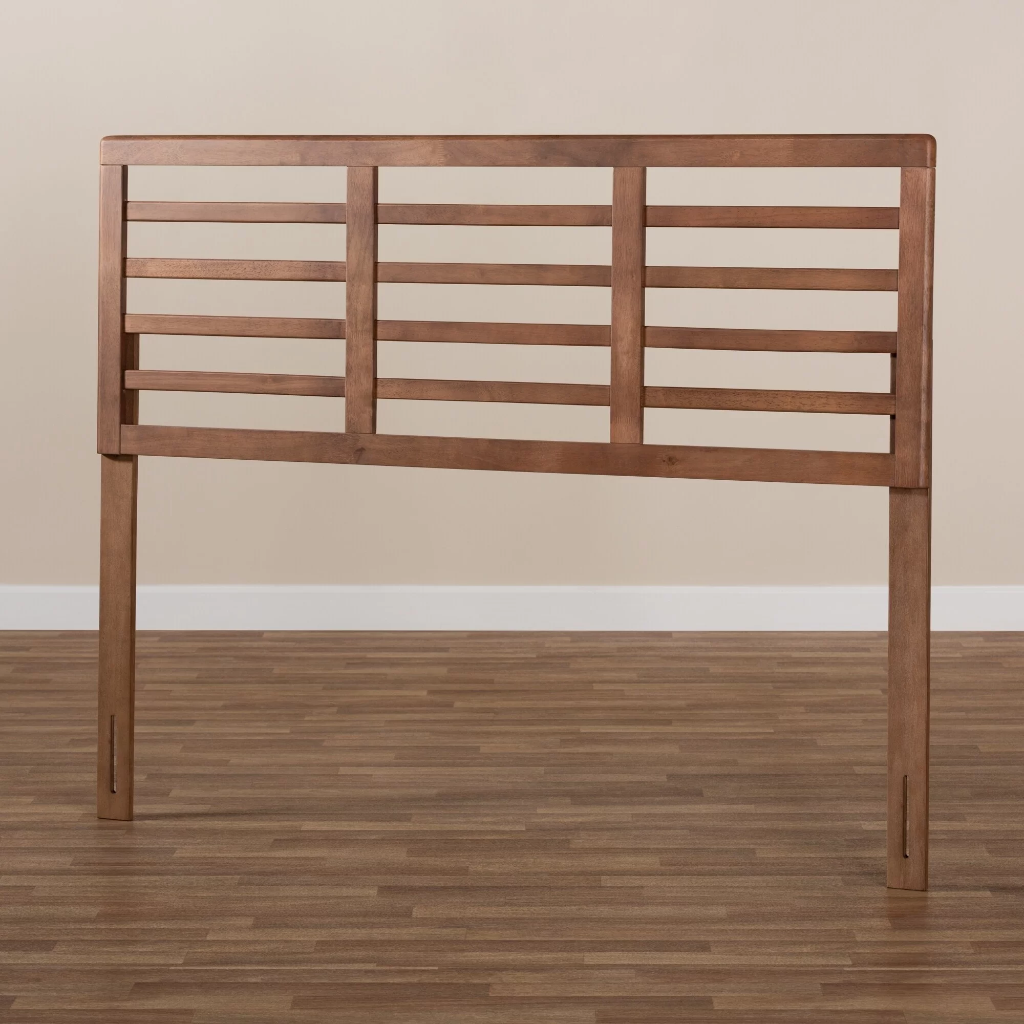 Baxton Studio Mid-Century Walnut Wood Open Slat Headboard Queen